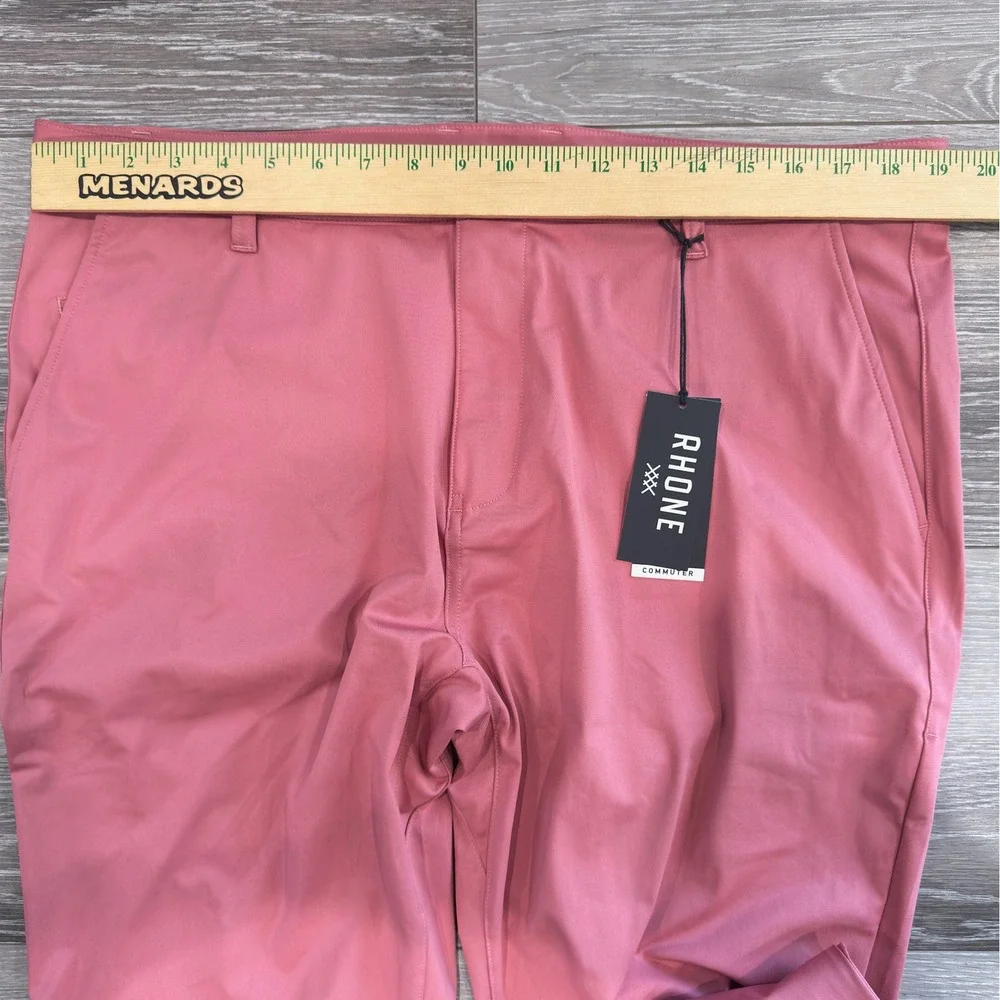 Rhone Commuter Pants Mens 38 Pink Slim Straight Performance Trousers 100036 SU23 - Picture 6 of 13